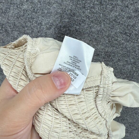 New Express Top Women S Small Beige V-Neck Sleeveless Spaghetti Strap Gaphered - Picture 5 of 6